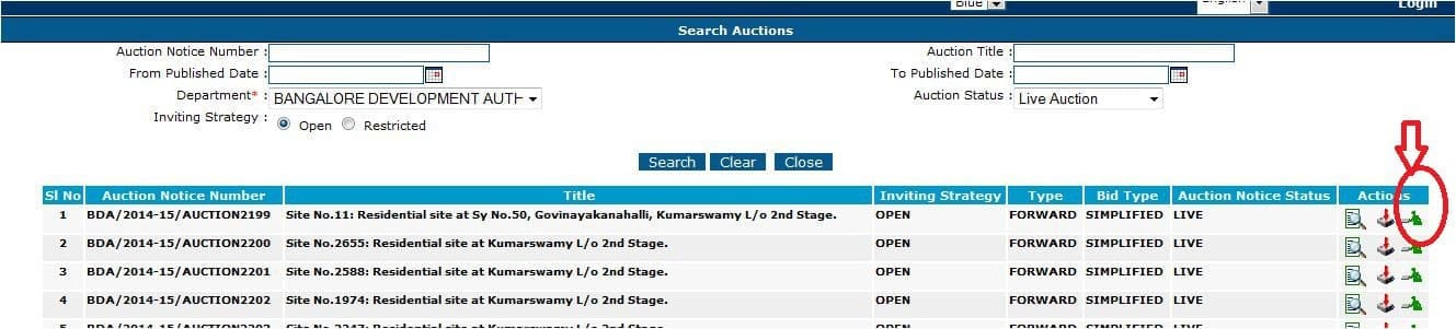 Bangalore realestate bda auction login