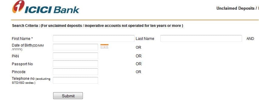 ICICI Bank unclaimed deposits