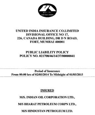 LPG insurance - Public Liability policy details