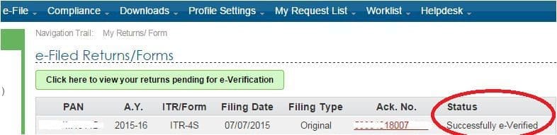 EVC verified ITR verified
