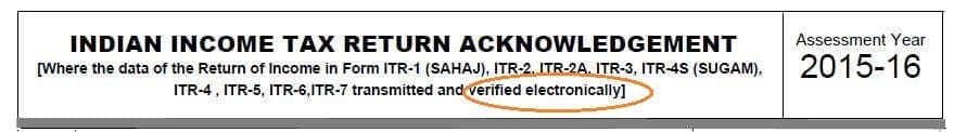 everfication acknowledgemnt ITR