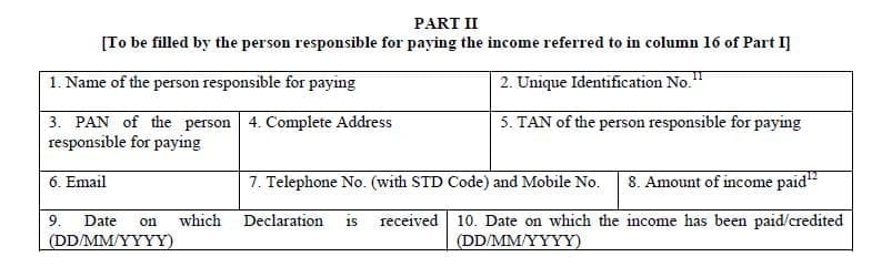 Form 15G Part 2 section