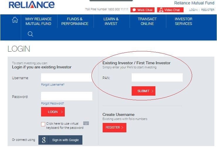 Reliance mutula fund ekyc login process details