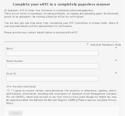 eKYC quantum mutual fund