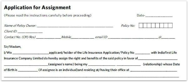 notice of assignment insurance policy