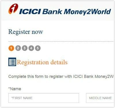 how to register icici bank money2world pic