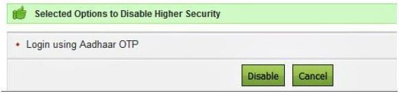 Income Tax efiling account E-filing Vault Login options Disable pic