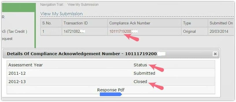 income tax compliance notice online response check status pic