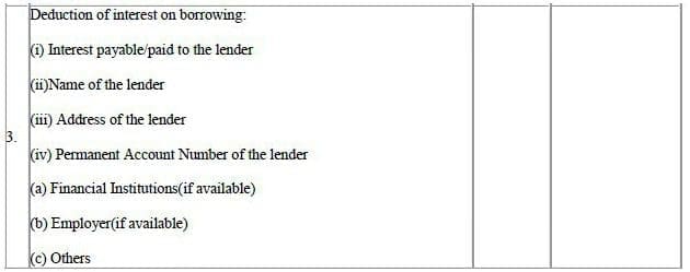 Income Tax Deduction home loan interest payment form 12bb home loan lender details pic
