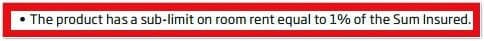 Medical Insurance policy Sublimit clause room rent sublimit