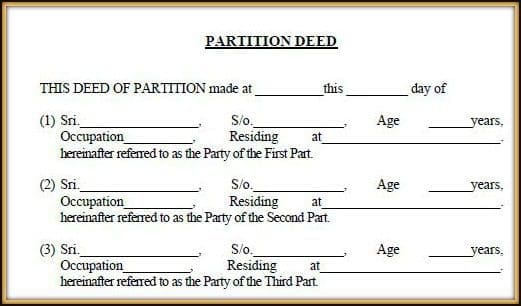 Download Partition Deed Format Template Draft in India pic Partition Deed vs Settlement Deed pic