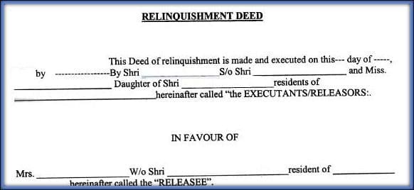 Download Relinquishment Deed Format Template Draft in India pic relinquishment deed Vs release deed