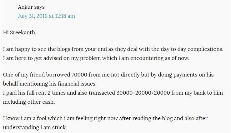 Lent money to a friend - case 2