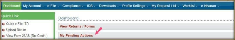 efiling portal my pending actions link pic