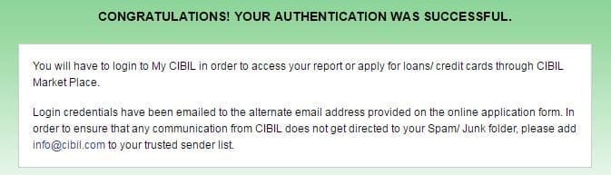 myCIBIL Free credit report login