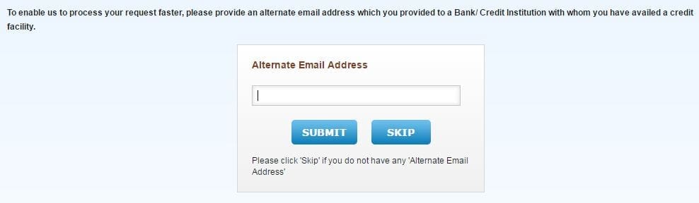 Free CIBIL score online procedure SMS Email