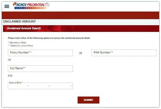 Unclaimed ICICI Prudential policy amount death claim maturity claim unclaimed money back amount pic