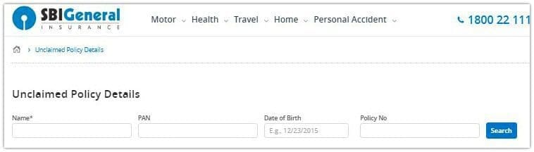 Unclaimed SBI General insurance policy amount health insurance car insurance travel insurance personal accident pic