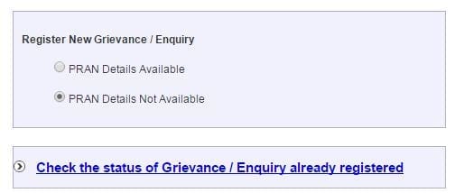 APY PRAN details not found grievance online