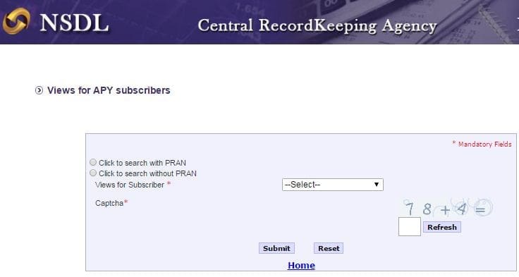 NSDL onilne facility to view APY statement apy account details