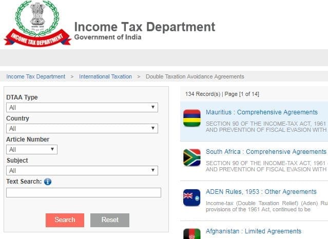 Tax Treaties DTAA documents pdf download India with other countries USA UK Canada UAE Australia Singapore South Africa