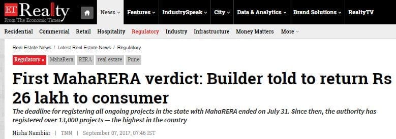 RERA Act Maharashtra verdict Home buyers complaint