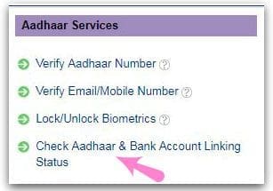 how to check Aadhaar and bank account linking status online pic