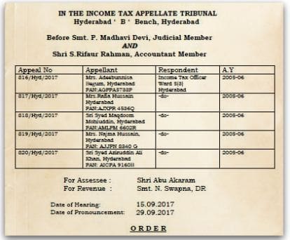 Deduction us 54F on more than one residential flats received by virtue of a development agreement is allowable Mrs.-Adeebunnisa-Begum-Vs.-Income-Tax-Officer-ITAT-Hyderabad pic