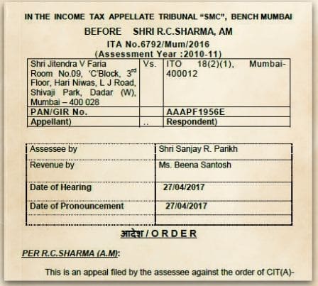 Long Term Capital Gain Exemptions Under Section 54 cannot be denied for investment in joint name Shri-Jitendra V Faria Vs ITO ITAT Mumbai pic