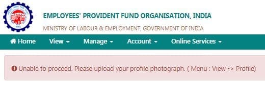 Upload epf member profile picture photo to proceed for e-nomination