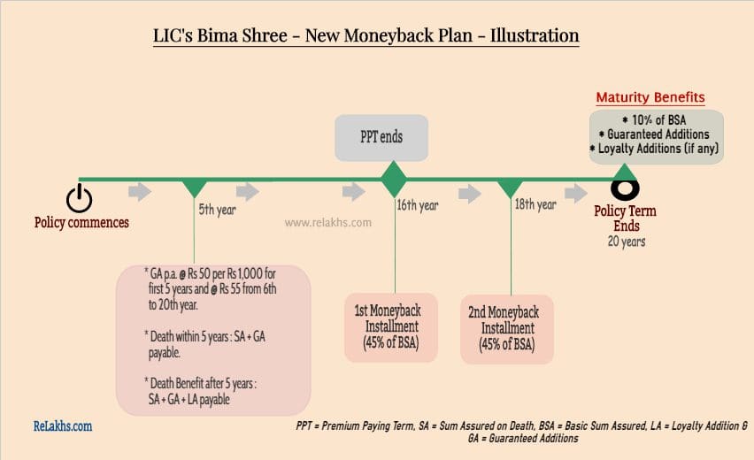 LIC-Bima-Shree-policy-details-infographic-pictoral-illustration-example-guaranteed-additions-details