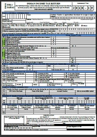 Lastest new ITR 1 form for filing income from salary Assessment year 2018-19