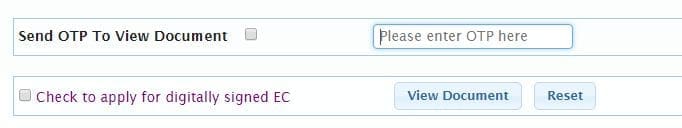 OTP to download view EC certificate online