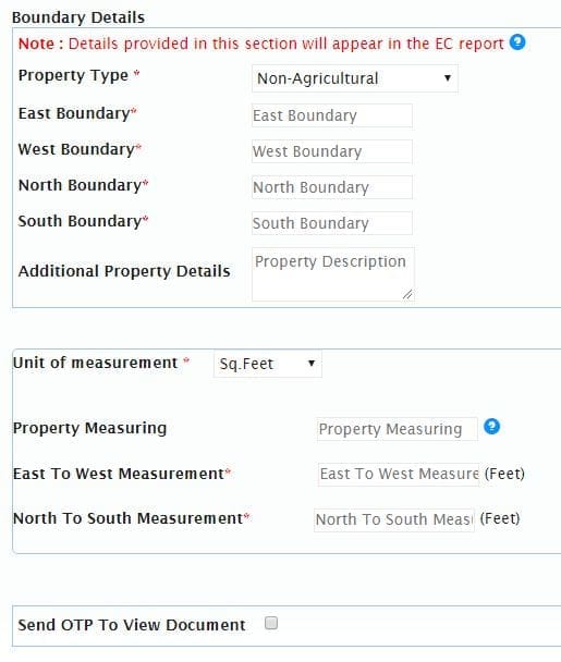 Property details to download EC online