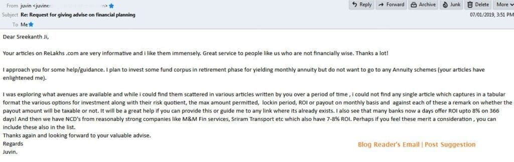Relakhs blog reader's query comment post suggestion pic