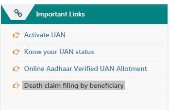 EPF death claim by beneficiary online procedure