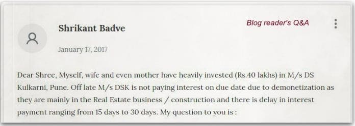 Relakhs blog readers comment on company fixed deposit default pic