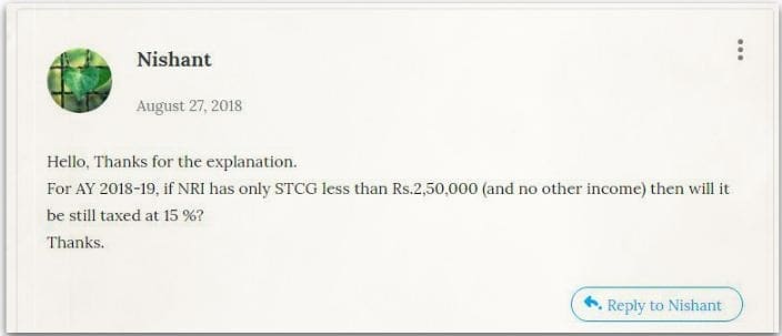 Relakhs blog reader's query on adjustment of Short Term Capital Gains against income tax basic exemption limit tax implications pic