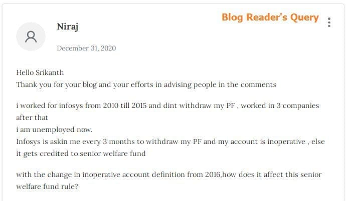 Inoperative inactive dormant old EPF account