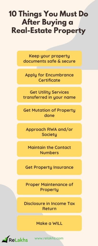 10 Important Things to do after buying a Real Estate Property