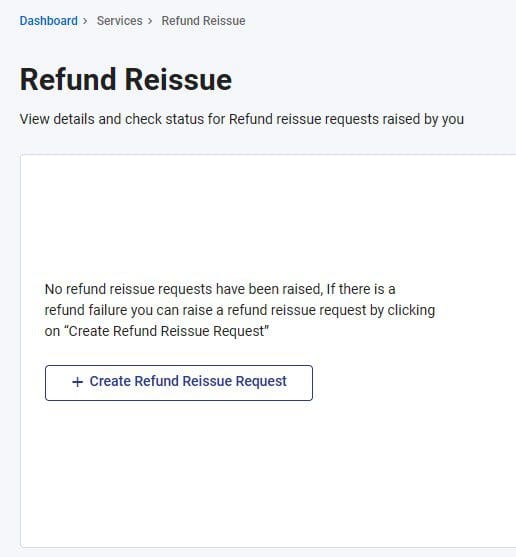create refund reissue request on efiling website