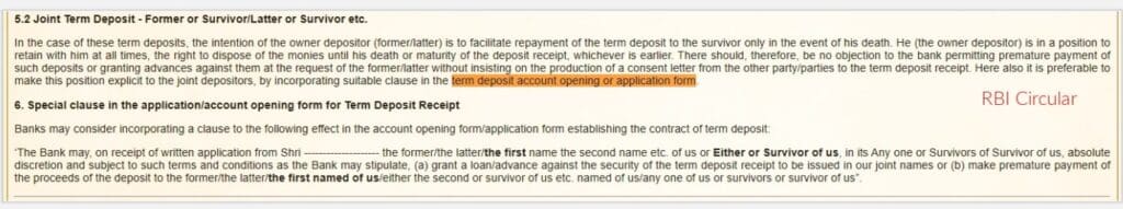 operating instruction for joint term bank deposits rbi circular