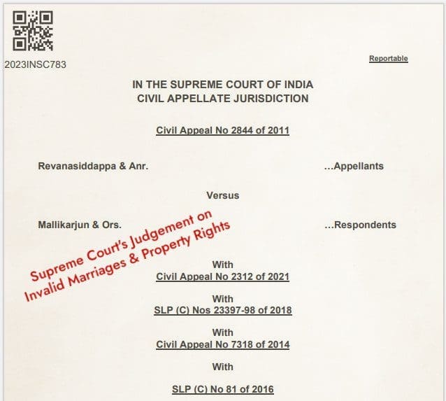 Latest Supreme court judgement Children from invalid marriages can inherit Ancestral Property 
