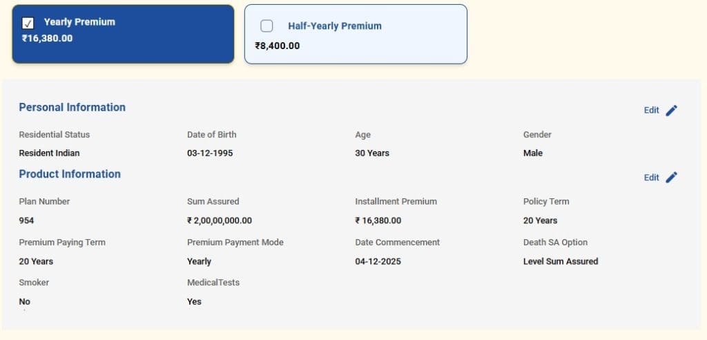 LIC New Tech Term plan premium rate - online term life insurance plan
