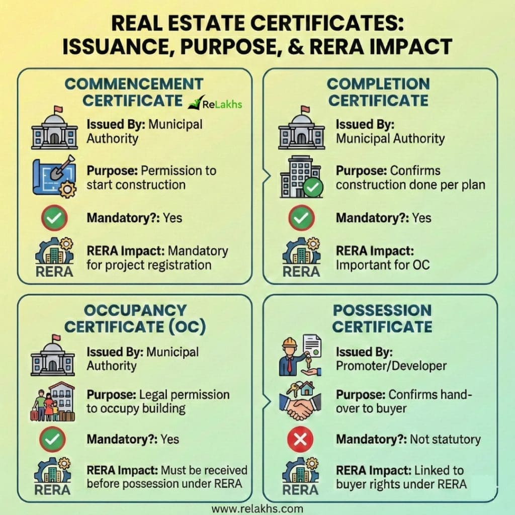 Commencement, Completion, OC & Possession Certificates Explained